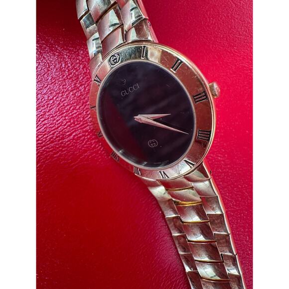 Gucci 3300M Swiss Made Gold Plate Pulp Fiction Winston Wolf Watch New Battery - Picture 15 of 16